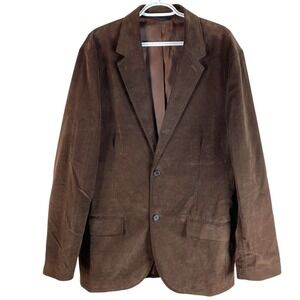 GAP Blazer Jacket Mens L Brown Faux Suede Two Button Sport Coat